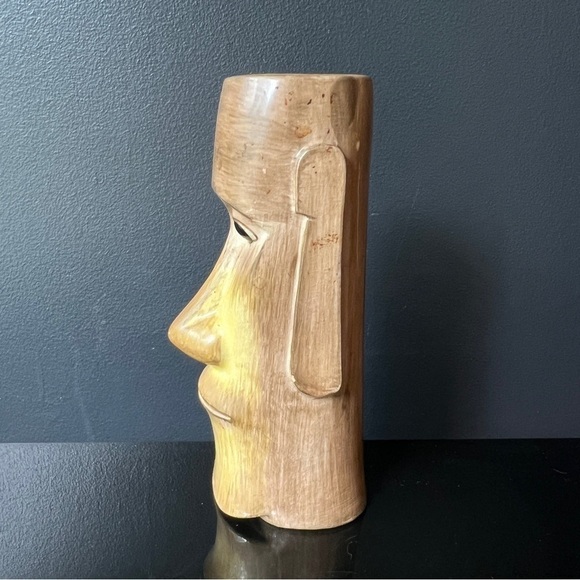 Vintage Otagiri Moai Tiki Mug Easter Island Head Ceramic Cocktail Glass Hawaiian - Picture 8 of 8